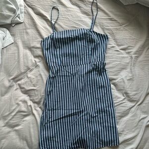 Striped Blue Sleeveless Dress